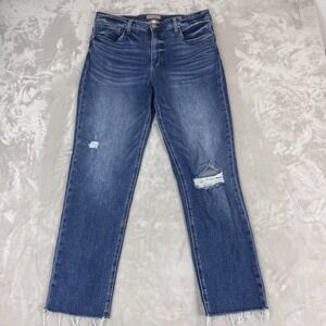 Kut From The Kloth Jeans Womens 12 Rachael Fab Ab Mom Distressed Raw Hem Stretch